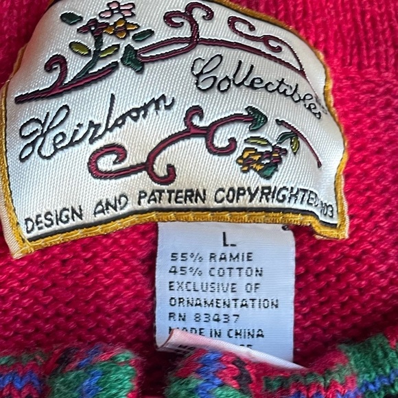 Vintage Christmas Sweater Scottish Terrier Dogs Zipper Front Red/Green SZ L - Picture 5 of 13